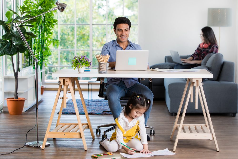 Why Do You Want to Work from Home: mixed-race-family-sharing-time-living-while-working